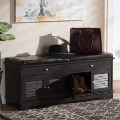 Leo Modern And Contemporary Wood 2 Drawer Shoe Storage Bench Dark Brown - Baxton Studio 18 Leo Modern And Contemporary Wood 2 Drawer Shoe Storage Bench Dark Brown - Baxton Studio -Home Furniture Shop-Baxton Studio GUEST 71aa7c8f 813b 48ab 8d52 4075631dcd50
