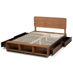 4 Drawer Vita Modern Transitional Wood Platform Storage Bed Walnut/Brown - Baxton Studio -Home Furniture Shop-Baxton Studio GUEST 7224c070 f5c0 421e be19 c7ae05d8a8e5