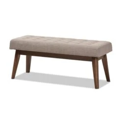 Elia Mid Century Modern Walnut Wood Fabric Button Tufted Bench - Baxton Studio -Home Furniture Shop-Baxton Studio GUEST 724901f5 b7f2 4733 bc2a 4d17294d0271