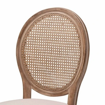 Set Of 2 Louis Fabric Upholstered With Rattan And Wood Dining Chairs Beige/Brown - Baxton Studio 6 Set Of 2 Louis Fabric Upholstered With Rattan And Wood Dining Chairs Beige/Brown - Baxton Studio - Image 4