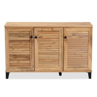 Coolidge Wood 3 Door Storage Cabinet Oak Brown - Baxton Studio 4 Coolidge Wood 3 Door Storage Cabinet Oak Brown - Baxton Studio - Image 2