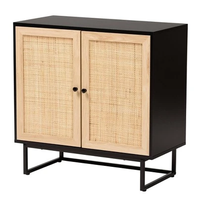 Declan Wood And Natural Rattan 2 Door Storage Cabinet Espresso Brown/Black - Baxton Studio 5 Declan Wood And Natural Rattan 2 Door Storage Cabinet Espresso Brown/Black - Baxton Studio - Image 3