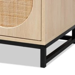 Ardon Bohemian Wood And Metal 2 Door Natural Rattan TV Stand For TVs Up To 40" Light Brown/Black - Baxton Studio -Home Furniture Shop-Baxton Studio GUEST 73ce36dc a13c 4ca5 bac0 cfa870040463