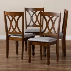 4pc Augustine Fabric Upholstered Dining Chair Set Gray/Walnut Brown - Baxton Studio -Home Furniture Shop-Baxton Studio GUEST 73e40f58 6ce1 4089 bde1 9178f8490f9e