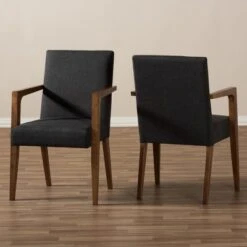 Set Of 2 Andrea Mid - Century Modern Upholstered Wooden Armchair - Dark Gray - Baxton Studio -Home Furniture Shop-Baxton Studio GUEST 7426e2b5 74d8 4c70 8eb6 e53a56728fed