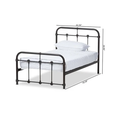 Twin Mandy Vintage Industrial Finished Metal Platform Bed Black - Baxton Studio 7 Twin Mandy Vintage Industrial Finished Metal Platform Bed Black - Baxton Studio - Image 5