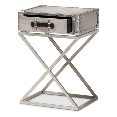 1 Drawer William Silver Metal Nightstand Silver/Black - Baxton Studio 3 1 Drawer William Silver Metal Nightstand Silver/Black - Baxton Studio