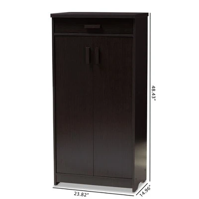 Bienna Modern And Contemporary Finished Shoe Cabinet Dark Brown - Baxton Studio 13 Bienna Modern And Contemporary Finished Shoe Cabinet Dark Brown - Baxton Studio - Image 11