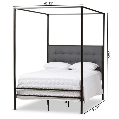 Queen Eleanor Vintage Industrial Finished Metal Canopy Bed Black - Baxton Studio 7 Queen Eleanor Vintage Industrial Finished Metal Canopy Bed Black - Baxton Studio - Image 5