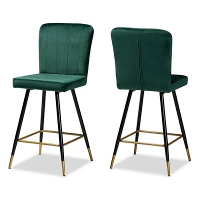 2pc Preston Two-Tone And Metal Bar Stool Set - Baxton Studio 10 2pc Preston Two-Tone And Metal Bar Stool Set - Baxton Studio - Image 8