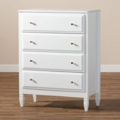 4 Drawer Naomi Wood Bedroom Chest White/Gold - Baxton Studio -Home Furniture Shop-Baxton Studio GUEST 76060047 009a 4659 ba70 622b358013a4