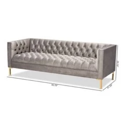 Zanetta Velvet Finished Sofa Gray - Baxton Studio -Home Furniture Shop-Baxton Studio GUEST 762d25d5 4598 4863 ad5c ac3cd8cb4b0b