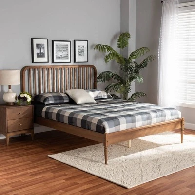 Neilan Wood Platform Bed Walnut Brown - Baxton Studio 8 Neilan Wood Platform Bed Walnut Brown - Baxton Studio - Image 6