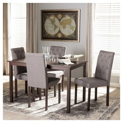 5pc Gardner Modern And Contemporary Finished And Fabric Upholstered Dining Set Gray/Dark Brown - Baxton Studio 4 5pc Gardner Modern And Contemporary Finished And Fabric Upholstered Dining Set Gray/Dark Brown - Baxton Studio - Image 2