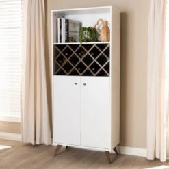 Baxton Studio Serafino And Walnut Finished Wood Wine Cabinet White/Brown - BaxtonStudio -Home Furniture Shop-Baxton Studio GUEST 76e08fd3 32c8 4fc5 b27f f5523191e41c