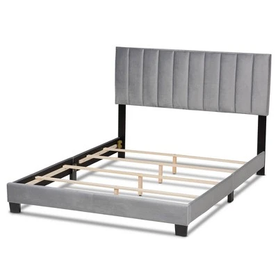 Clare Velvet Panel Bed With Tufted Headboard - Baxton Studio 4 Clare Velvet Panel Bed With Tufted Headboard - Baxton Studio - Image 2