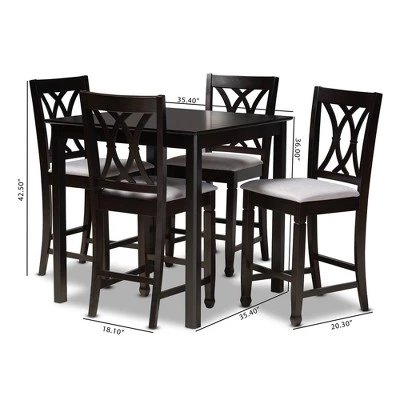 Reneau Espresso Wood Pub Set - Baxton Studio 4 Reneau Espresso Wood Pub Set - Baxton Studio - Image 2