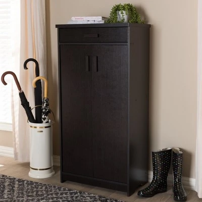 Bienna Modern And Contemporary Finished Shoe Cabinet Dark Brown - Baxton Studio 10 Bienna Modern And Contemporary Finished Shoe Cabinet Dark Brown - Baxton Studio - Image 8