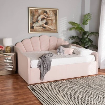 Queen Timila Velvet Fabric Upholstered Daybed Light Pink - Baxton Studio 3 Queen Timila Velvet Fabric Upholstered Daybed Light Pink - Baxton Studio