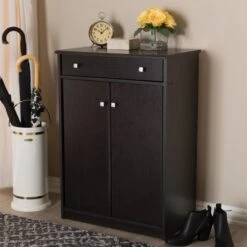 Dariell Modern And Contemporary Finished Shoe Cabinet Dark Brown - Baxton Studio -Home Furniture Shop-Baxton Studio GUEST 7a26f300 9b8a 417c b831 6dc764678bf6