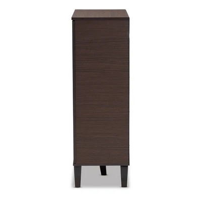Idina Mid-Century Wood 1 Door Shoe Cabinet Brown/Gray - Baxton Studio 5 Idina Mid-Century Wood 1 Door Shoe Cabinet Brown/Gray - Baxton Studio - Image 3