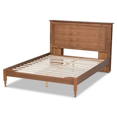 Danielle Wood Platform Storage Bed With Built-In Shelves Ash Walnut - Baxton Studio 4 Danielle Wood Platform Storage Bed With Built-In Shelves Ash Walnut - Baxton Studio - Image 2