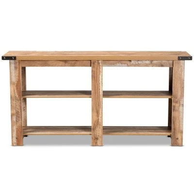 Angelo Rustic Wood Console Table Oak Brown - Baxton Studio 3 Angelo Rustic Wood Console Table Oak Brown - Baxton Studio