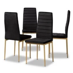 4pc Armand Velvet Fabric Upholstered And Metal Dining Chair Set - Baxton Studio -Home Furniture Shop-Baxton Studio GUEST 7b45efd5 4a4d 47d2 938a 67be32c8539e