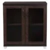 Zentra Modern And Contemporary Sideboard Storage Cabinet With Glass Doors - Dark Brown - Baxton Studio