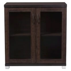 Zentra Modern And Contemporary Sideboard Storage Cabinet With Glass Doors - Dark Brown - Baxton Studio