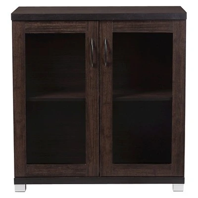 Zentra Modern And Contemporary Sideboard Storage Cabinet With Glass Doors - Dark Brown - Baxton Studio 3 Zentra Modern And Contemporary Sideboard Storage Cabinet With Glass Doors - Dark Brown - Baxton Studio