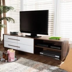 Mette Walnut Finished Wood TV Stand For TVs Up To 63" White - Baxton Studio -Home Furniture Shop-Baxton Studio GUEST 7c162ecf f46e 43c9 a4af 0162537670f6