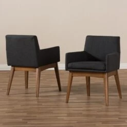 Set Of 2 Nexus Mid Century Modern Walnut Wood Fabric Upholstered Dining Armchair - Baxton Studio -Home Furniture Shop-Baxton Studio GUEST 7c2e83b0 cc79 4987 ab7a 76ef802ed96d