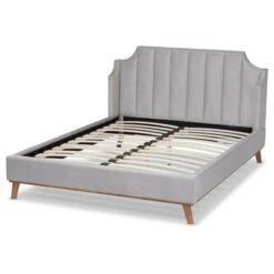 King Adelie Velvet Wingback Platform Bed Light Gray/Walnut - Baxton Studio 9 King Adelie Velvet Wingback Platform Bed Light Gray/Walnut - Baxton Studio -Home Furniture Shop-Baxton Studio GUEST 7c965e3c 3ad1 4bc8 a6fa 398b810fbb51
