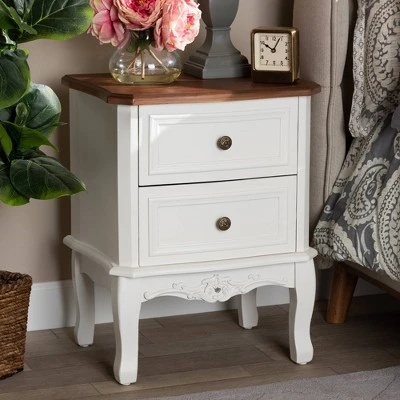 2 Drawer Darlene Wood Nightstand White/Cherry Brown - Baxton Studio 7 2 Drawer Darlene Wood Nightstand White/Cherry Brown - Baxton Studio - Image 5