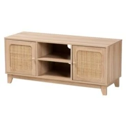 Elsbeth Wood And Natural Rattan 2 Door TV Stand For TVs Up To 40" Light Brown/Natural Brown - Baxton Studio 12 Elsbeth Wood And Natural Rattan 2 Door TV Stand For TVs Up To 40" Light Brown/Natural Brown - Baxton Studio -Home Furniture Shop-Baxton Studio GUEST 7cc6b6cc 0dfa 4c6f a5ae 9f850f0acb2e