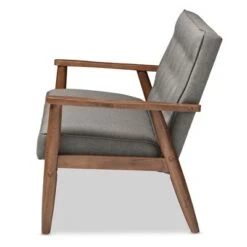 Sorrento Mid-Century Retro Modern Fabric Upholstered Wooden 2 Seater Loveseat Gray - Baxton Studio -Home Furniture Shop-Baxton Studio GUEST 7d94660c 4677 4810 9e7d 4db59f2d10b1