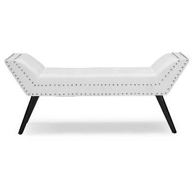 Tamblin Modern And Contemporary Faux Leather Upholstered Large Ottoman Seating Bench - White - Baxton Studio 3 Tamblin Modern And Contemporary Faux Leather Upholstered Large Ottoman Seating Bench - White - Baxton Studio