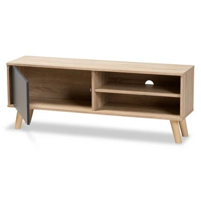 Mallory Two-Toned Oak Wood TV Stand For TVs Up To 55" Oak/Gray - Baxton Studio 3 Mallory Two-Toned Oak Wood TV Stand For TVs Up To 55" Oak/Gray - Baxton Studio
