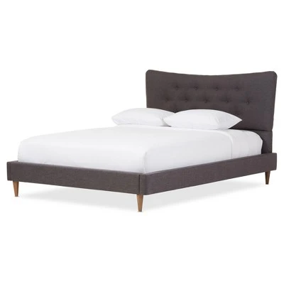 Hannah Mid - Century Modern Fabric Platform Bed - Baxton Studio 8 Hannah Mid - Century Modern Fabric Platform Bed - Baxton Studio - Image 6