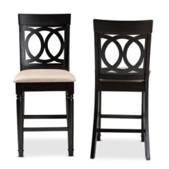 Set Of 2 Verina Upholstered Wood Counter Height Barstools Sand/Espresso - Baxton Studio -Home Furniture Shop-Baxton Studio GUEST 7e709077 9478 4f8a 93a8 368cda607cc3