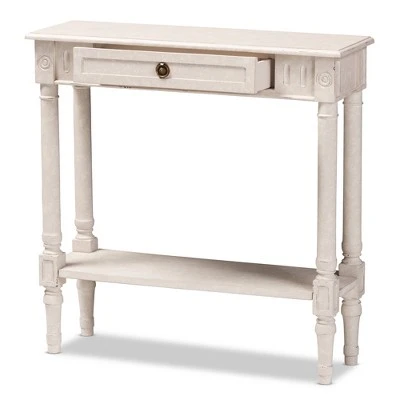 Ariella Whitewashed 1 Drawer End Table White - Baxton Studio 11 Ariella Whitewashed 1 Drawer End Table White - Baxton Studio - Image 9