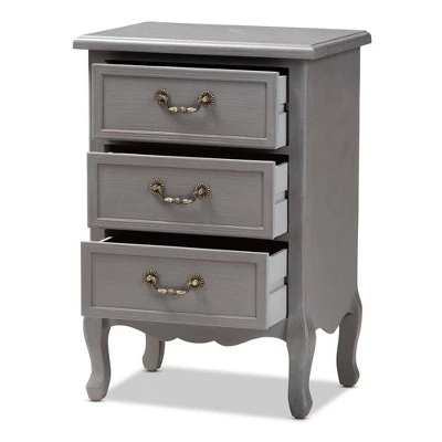 3 Drawer Capucine Finished Wood Nightstand Gray - Baxton Studio 3 3 Drawer Capucine Finished Wood Nightstand Gray - Baxton Studio
