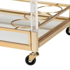 Savannah Metal And Glass Wine Cart Gold/Clear - Baxton Studio -Home Furniture Shop-Baxton Studio GUEST 7fc95753 3322 432f 84a0 064776bd3ebc