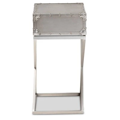 1 Drawer William Silver Metal Nightstand Silver/Black - Baxton Studio 5 1 Drawer William Silver Metal Nightstand Silver/Black - Baxton Studio - Image 3
