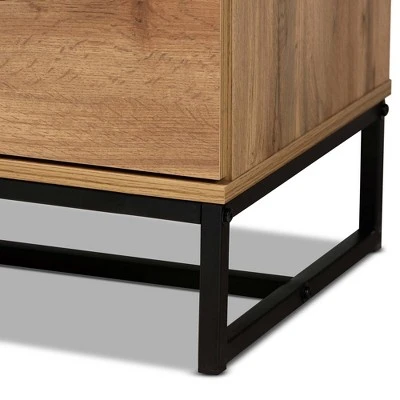 Franklin Wood And Metal 5 Drawer Bedroom Chest Oak/Black - Baxton Studio 7 Franklin Wood And Metal 5 Drawer Bedroom Chest Oak/Black - Baxton Studio - Image 5