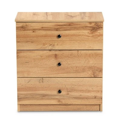 Decon Wood 3 Drawer Storage Chest Oak Brown - Baxton Studio 3 Decon Wood 3 Drawer Storage Chest Oak Brown - Baxton Studio