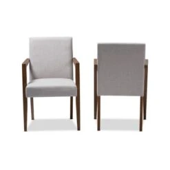 Set Of 2 Andrea Mid - Century Modern Upholstered Wooden Armchair - Grayish Beige - Baxton Studio