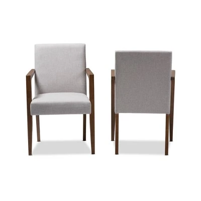 Set Of 2 Andrea Mid - Century Modern Upholstered Wooden Armchair - Grayish Beige - Baxton Studio 3 Set Of 2 Andrea Mid - Century Modern Upholstered Wooden Armchair - Grayish Beige - Baxton Studio