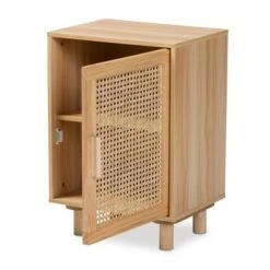 Maclean Rattan Wood 1 Door Nightstand Natural/Brown - Baxton Studio -Home Furniture Shop-Baxton Studio GUEST 80c8de23 c5e2 4fe6 8609 fb3821c47d91